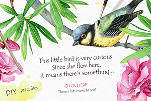 30% OFF! Watercolor Flowers And Bird