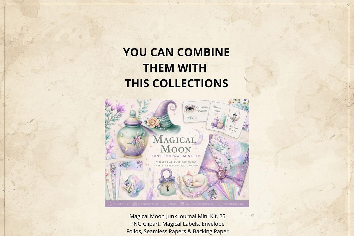 Magical Moon Junk Journal Kit V2, a Decorative Illustration by Print Haven Mochi Vintage (Photo 5 of 5)