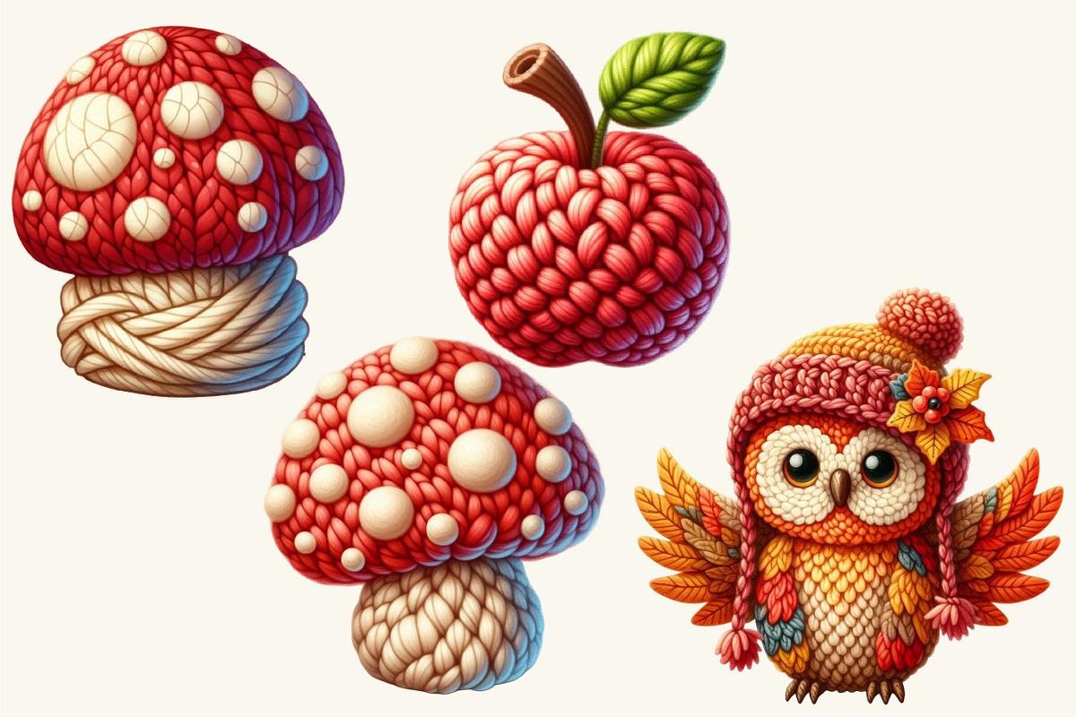 Watercolor Crochet Autumn Clipart, a Work Illustration by cherrydesign (Photo 4 of 4)