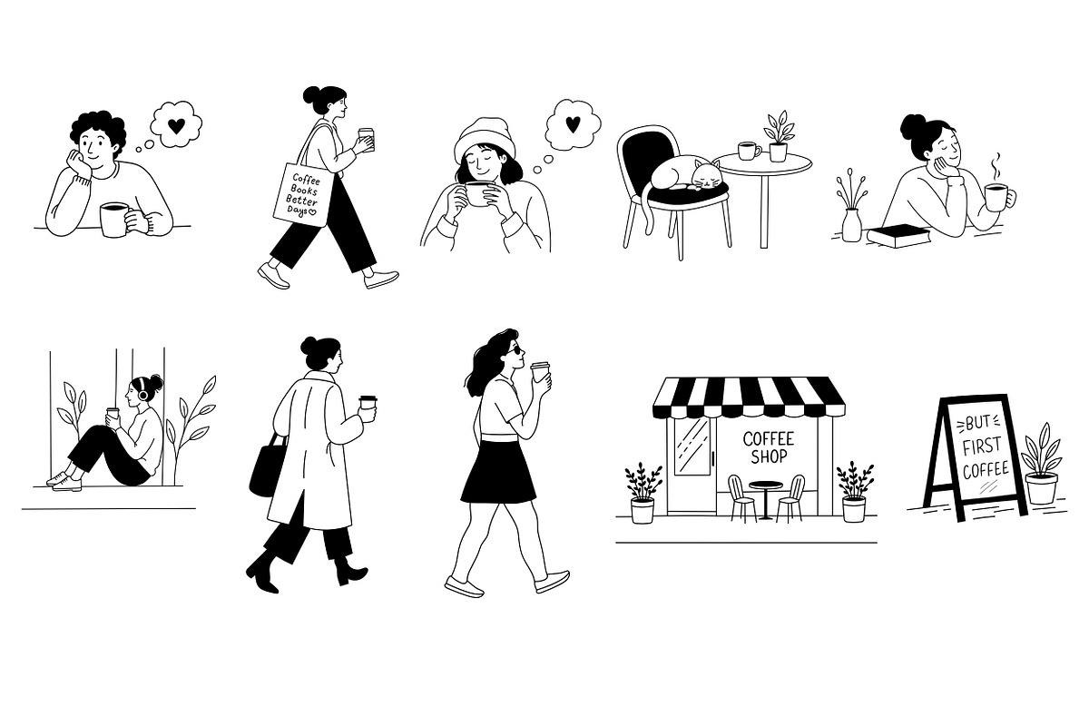 35 Cafe | Coffee vector Illustration, a Person Illustration by aivos (Photo 5 of 6)