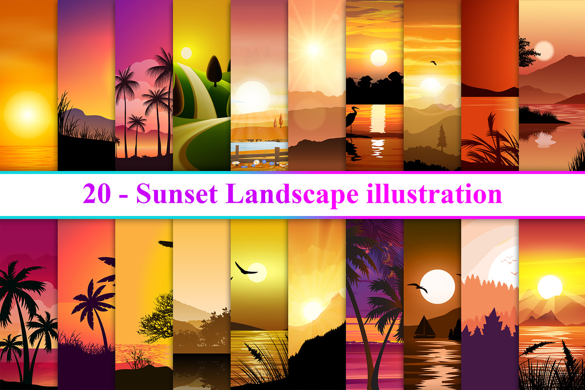 Sunset Landscape, a Decorative Illustration by Digital Studio (Photo 1 of 4)
