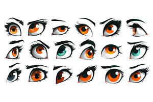 Cartoon Eyes of Different Shapes and, an Object Illustration by LadadikArt