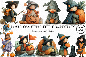 Little Witches Halloween Pumpkin PNG, an Illustration by Craft Nest