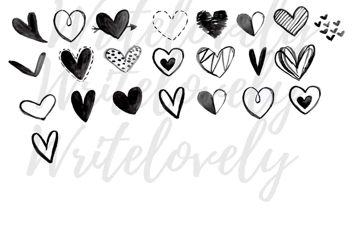 Watercolor doodle heart clipart, an Illustration by Writelovely (Photo 2 of 2)
