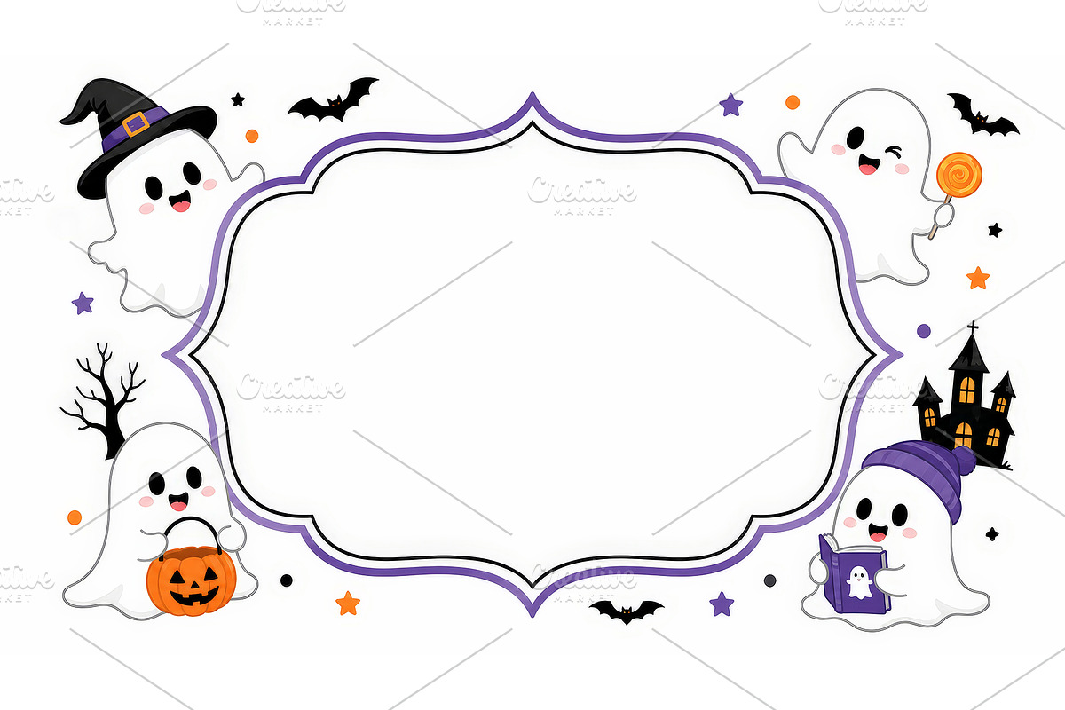 Cute Halloween Ghost Frame JPG Image, a Wallpaper Photo by Hamza067 (Photo 2 of 3)