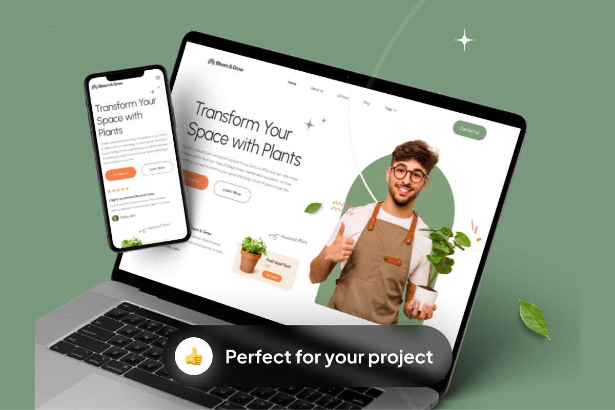 Plant Shop and Service Web Tempates, a Bootstrap Template by CreativeUI (Photo 7 of 8)