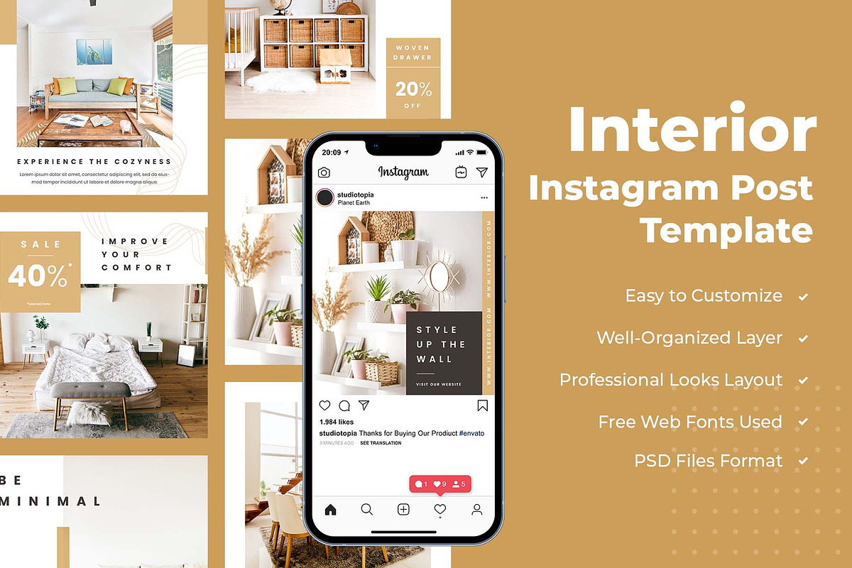 Interior Instagram Post Template, a Social Media Template by edukka