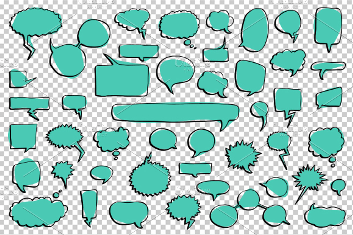 46 Hand Drawn Speech Bubbles Pack, an Illustration by Mantas Bac (Photo 3 of 5)