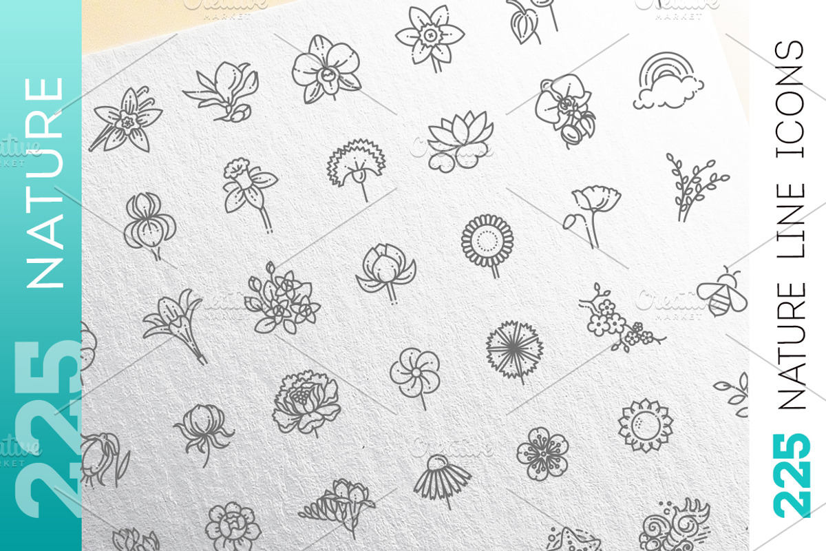 Line Nature Icons Set, an Outline Icon by Tettygreen (Photo 2 of 16)