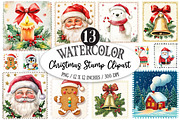 Christmas Stamp Clipart Bundle, a Seasonal Illustration by Designking (Thumbnail 1 of 3)