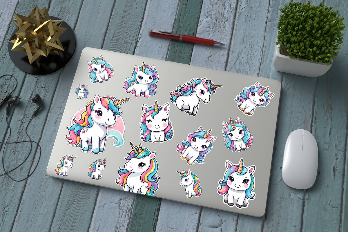 36 KAWAII Unicorn Stickers Clipart, an Animal Photo by Traffic Store (Photo 2 of 5)
