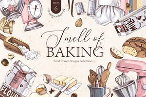 Smell of baking hand drawn set