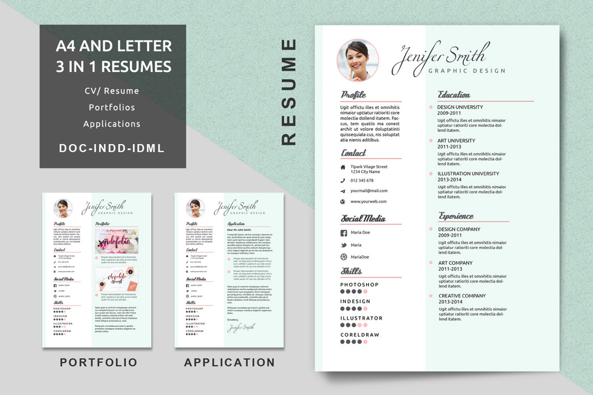 A4/Letter Creative Resume Templates, a Resume Template by feydesign (Photo 1 of 3)