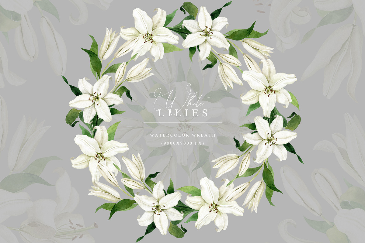 White Lilies Watercolor Set, an Illustration by Natalia Fedorova (Photo 3 of 12)