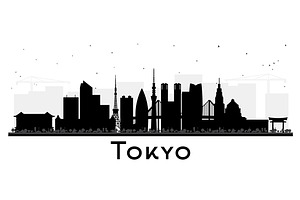 Tokyo Japan city skyline silhouette, an Illustration by Booblgum