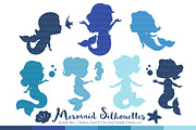 Shades of Blue Mermaid Clipart, an Illustration by Amanda Ilkov (Thumbnail 1 of 3)