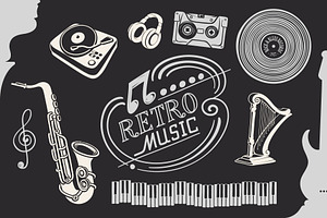 Retro Music Illustrations & Decor