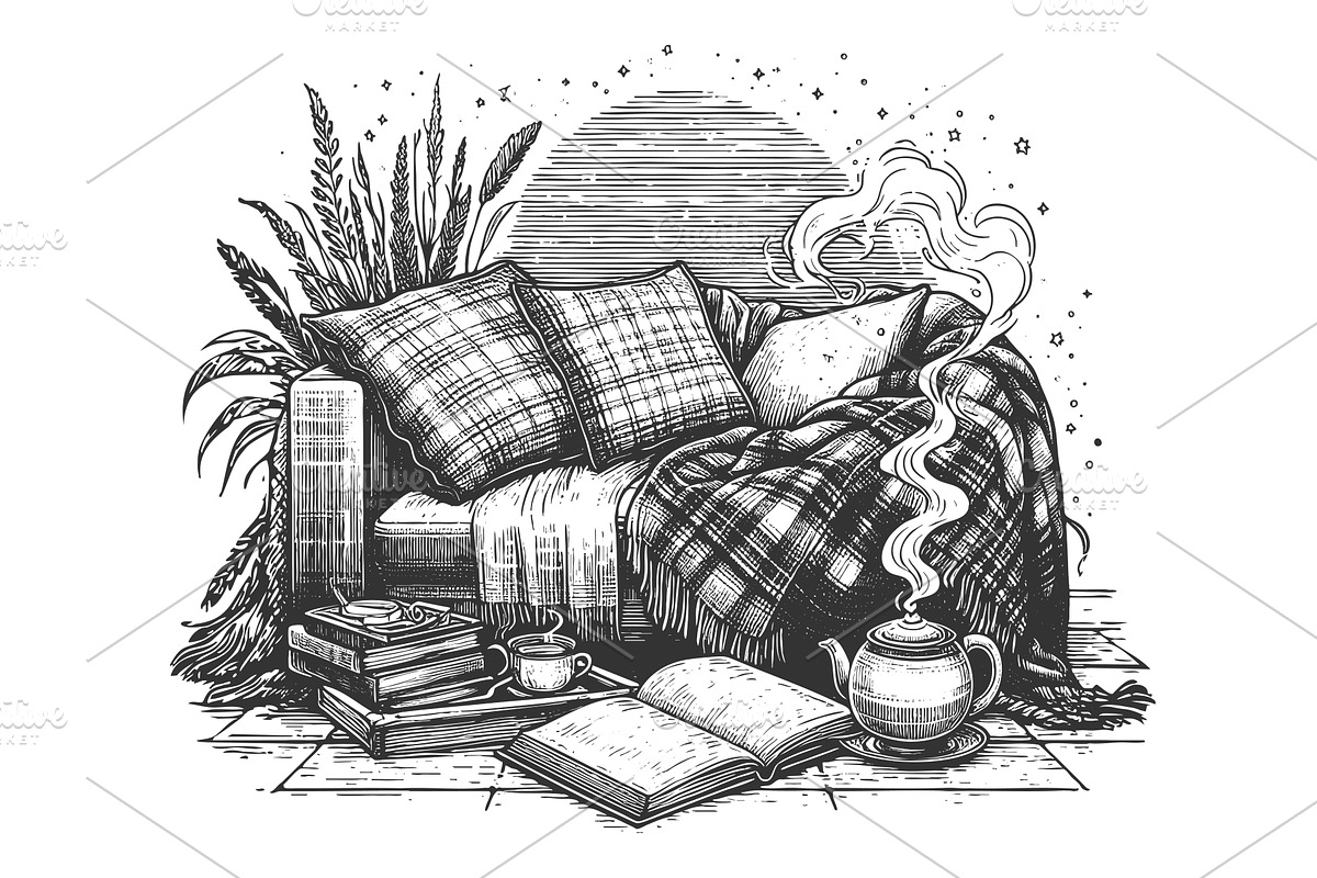 Cozy Reading Nook with Armchair and, an Object Illustration by AlexArt