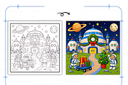 Bold Easy Christmas Space Coloring, a Seasonal Illustration by Design Station (Thumbnail 4 of 8)