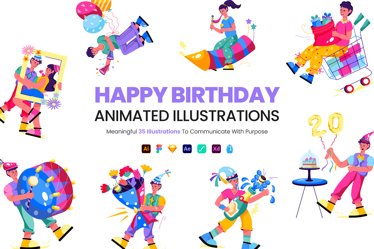 Animated Happy Birthday Illustrations