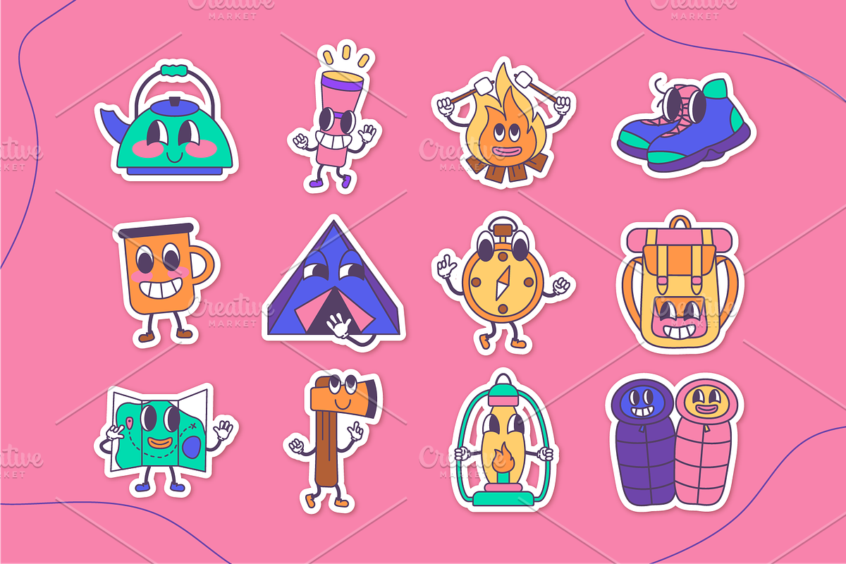Camping sticker pack, a Decorative Illustration by Kate Liusto (Photo 2 of 6)