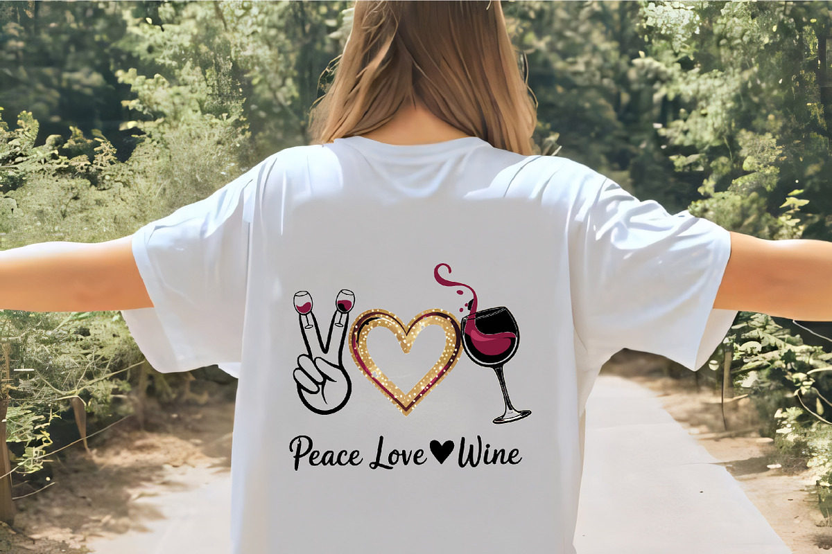 Peace love wine peace sign heart win, an Illustration by CrexoraLab (Photo 4 of 4)