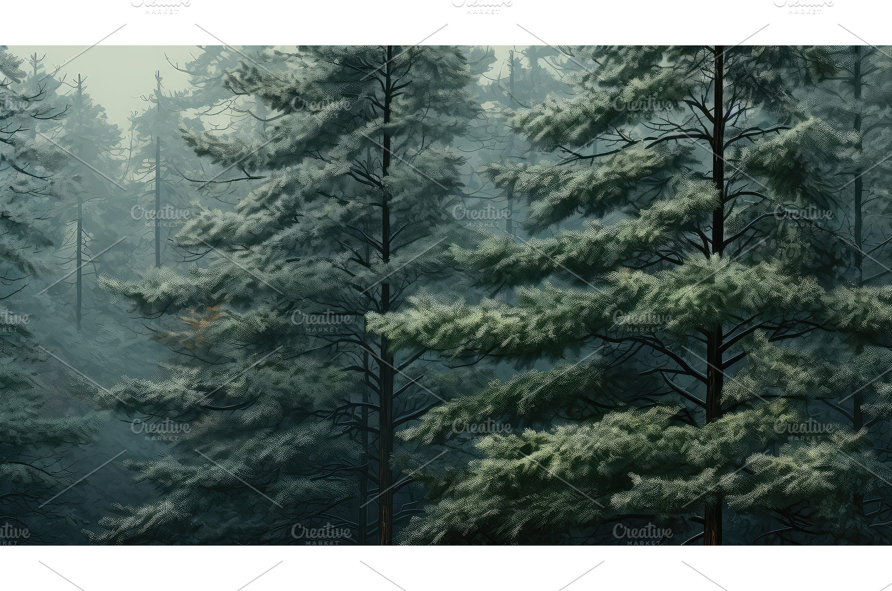 winter tree green dark frost ai, a Nature Photo by pikepicture