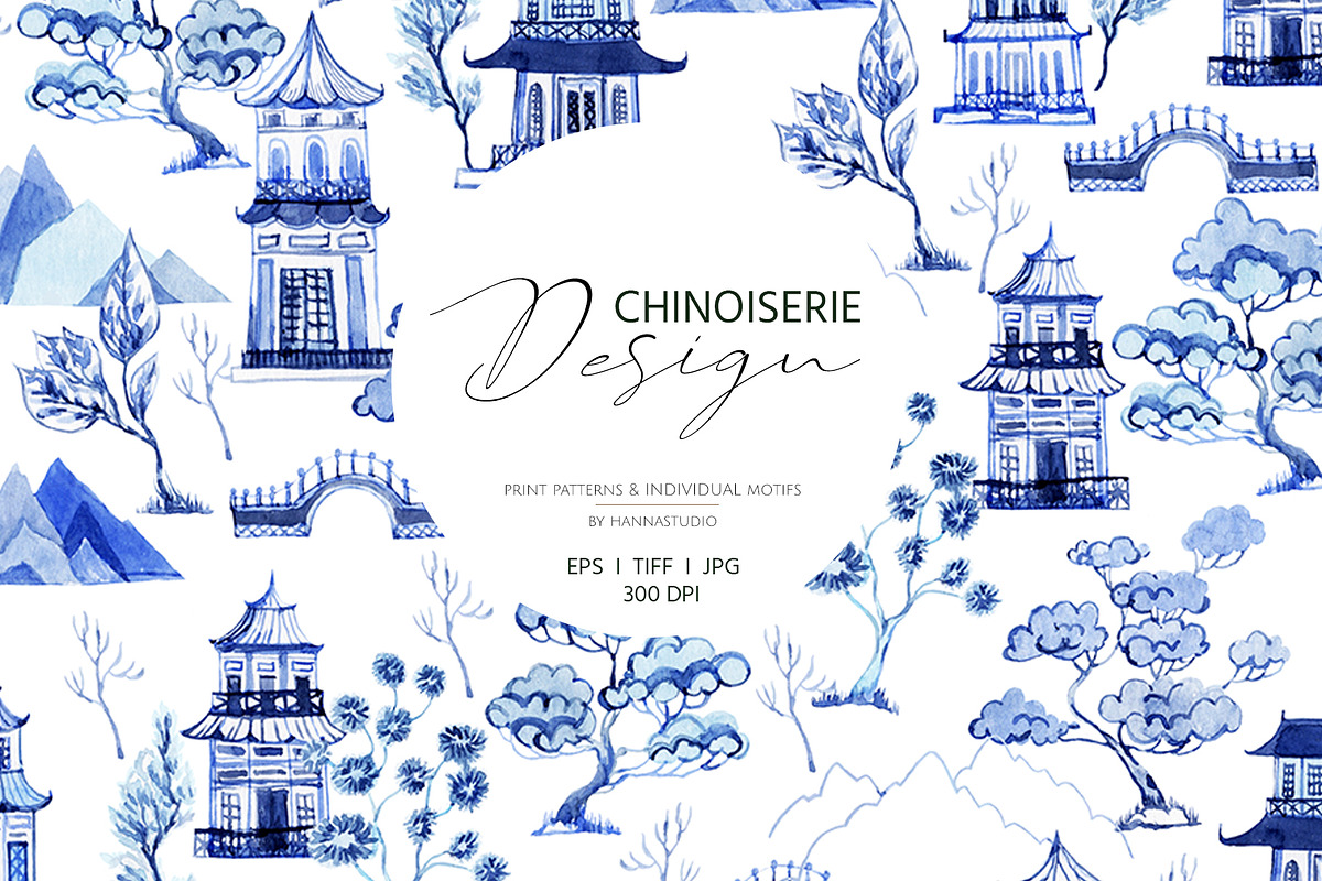 Chinoiserie Design-Pattern & motifs, a Pattern Graphic by HannaStudio (Photo 1 of 8)