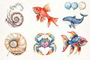 Fantasy Cute Sea Creature Animals, an Illustration by Pixels.Craft (Thumbnail 2 of 7)