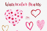 Lovely Hearts Watercolor Clipart, a Decorative Illustration by LeMagiqueBoutique (Thumbnail 2 of 6)