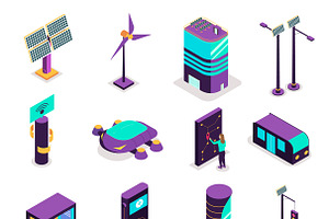 Isometric Smart City Technology Set