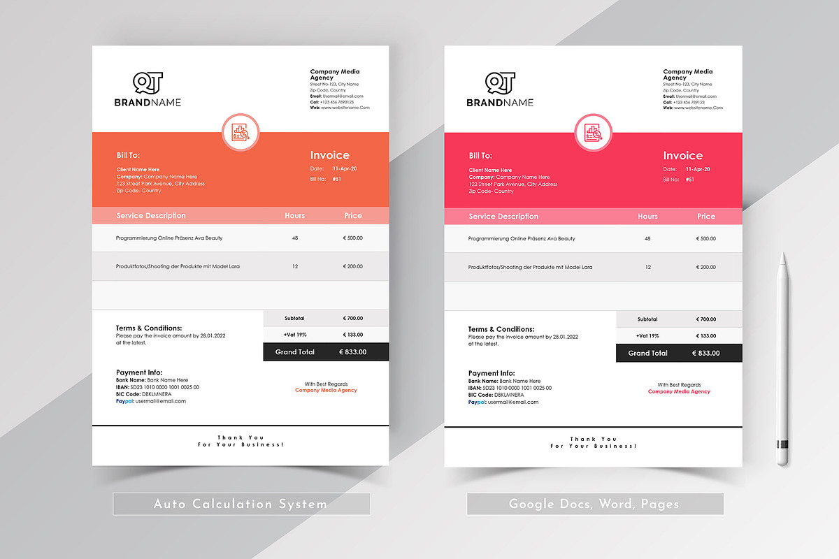 Invoice Template Google Docs Word, a Stationery Template by Tbunny (Photo 10 of 12)