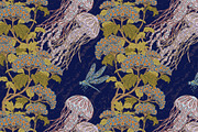 Jellyfish&Hydrangea Botanical Garden, a Pattern Graphic by NayaChu (Thumbnail 2 of 9)