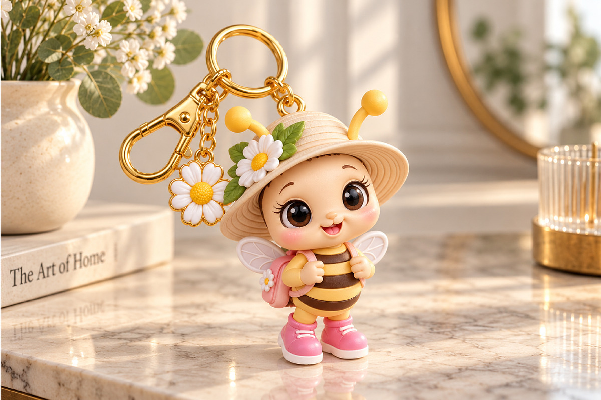 Cute Honey Bee Keychain STL, an Object 3D Model by Layerology (Photo 1 of 3)