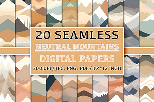 20 Seamless Neutral Mountains Set