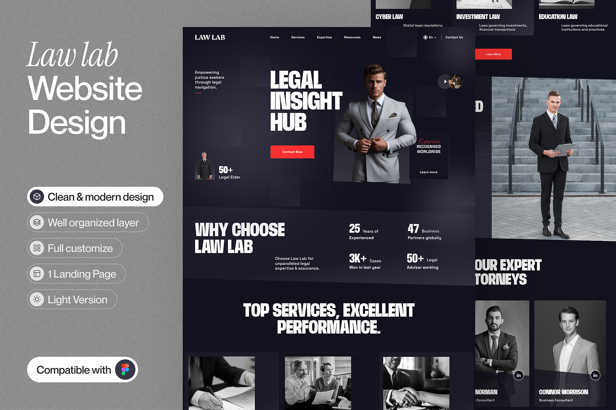 Law Lab Landing Page, an UI Kit Template by sajon.co