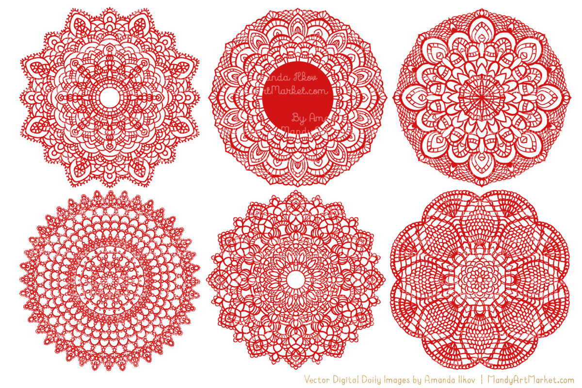 Red Round Lace Doilies, an Illustration by Amanda Ilkov (Photo 4 of 4)