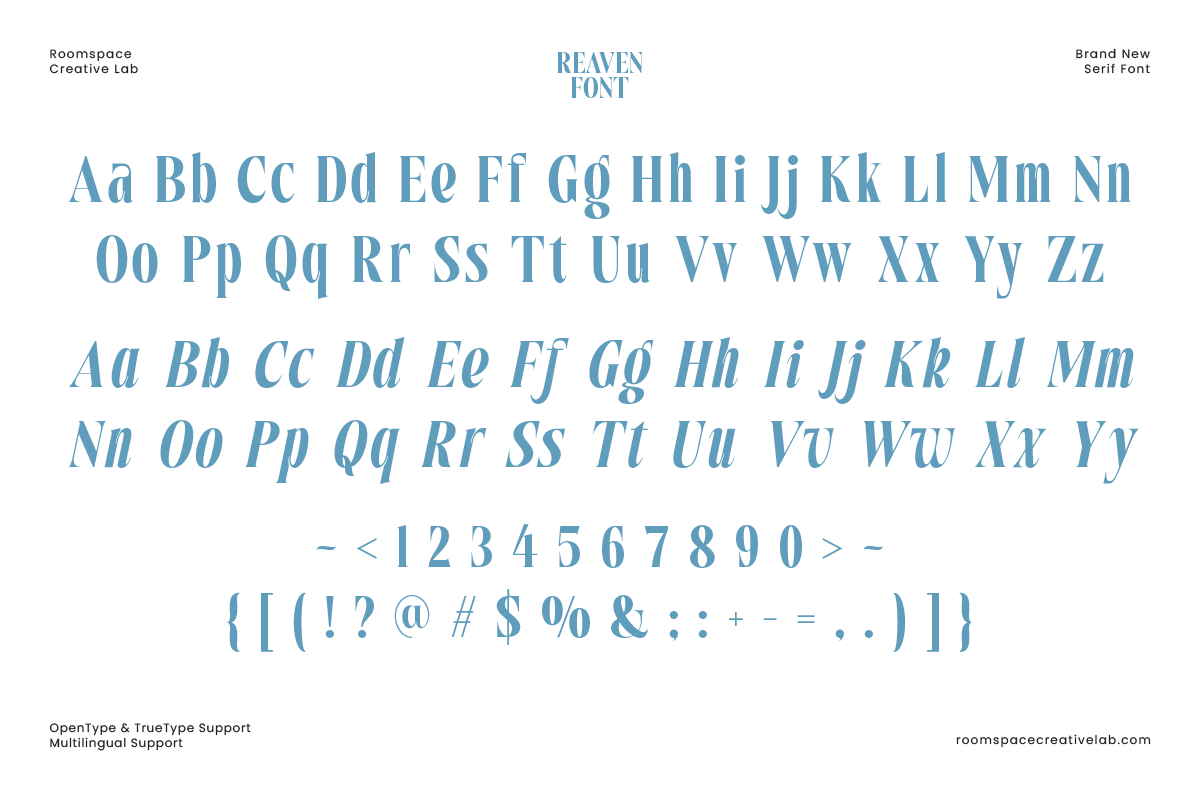 Reaven – Modern High Contrast Serif, a Serif Font by roomspace creative lab (Photo 7 of 10)