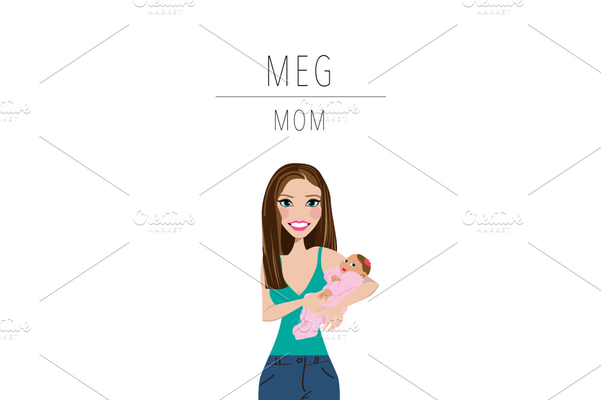 Mom & Baby Portrait Clip Art, a Person Illustration by Lauren Lesley Studio (Photo 19 of 33)