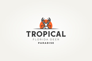 tropical florida deer line art logo, a Branding & Logo Template by Blazybone