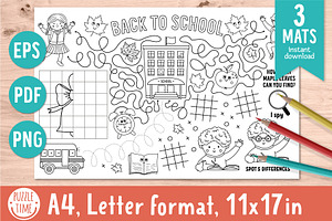 Back to school activity placemats, an Education Illustration by Lexi Claus