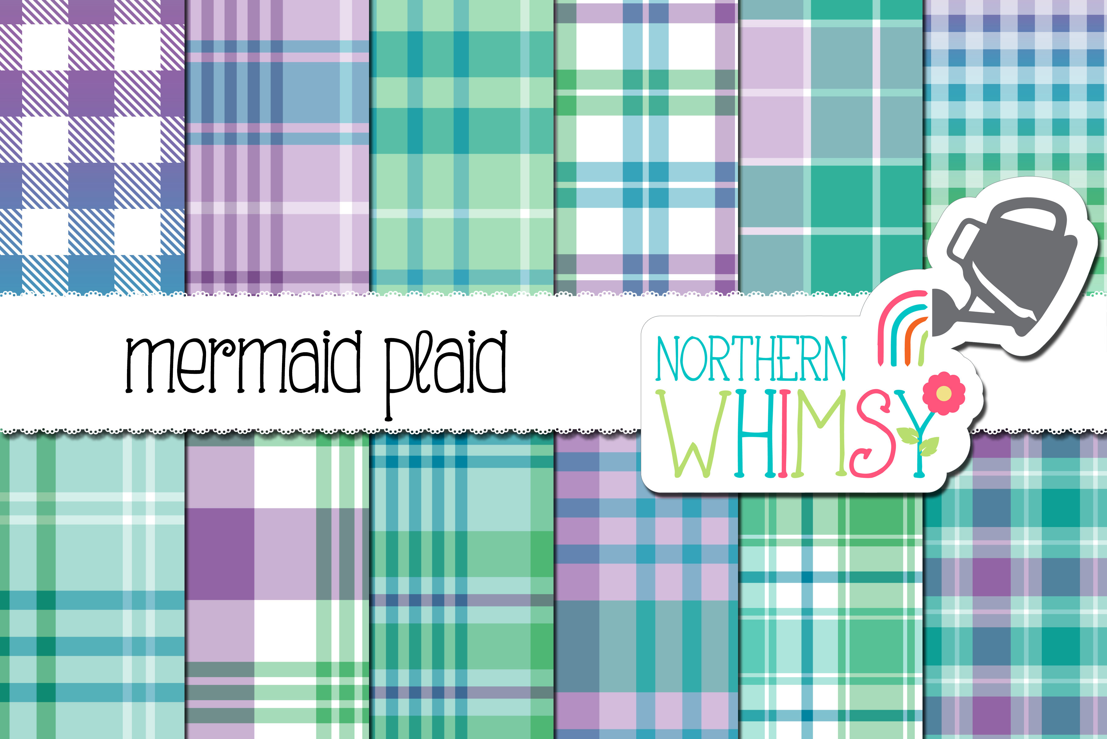 Mermaid Plaid - Seamless Pattern, a Pattern Graphic by Northern Whimsy ...