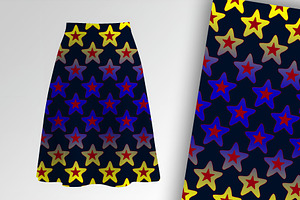 Rad yellow and Purple Stars Seamles, a Pattern Graphic by Sharon Schwalbe