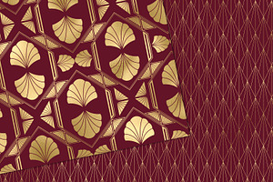 Burgundy & Gold Art Deco Patterns