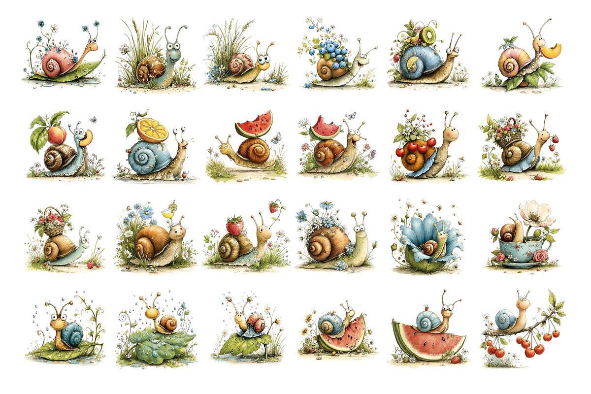 Summer Snail PNG Clipart Watercolor, an Animal Illustration by Nicolle's Colorful Art (Photo 4 of 4)