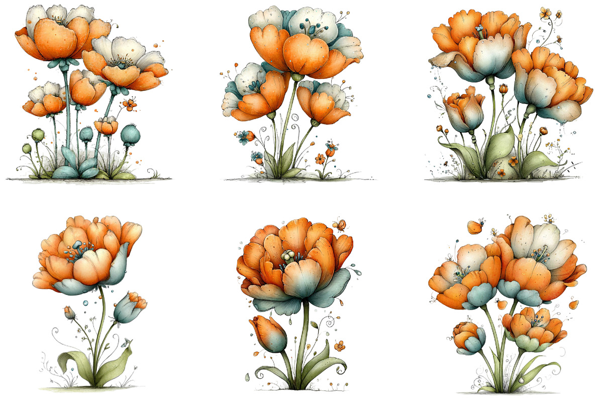 Whimsical Spring Tulip Flower Clipar, an Illustration by CraftArtStudio (Photo 2 of 6)