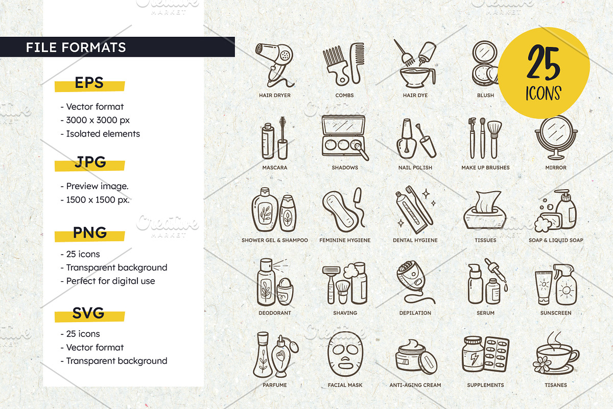 Beauty & Cosmetic SVG Icons, an Outline Icon by insemar (Photo 3 of 4)