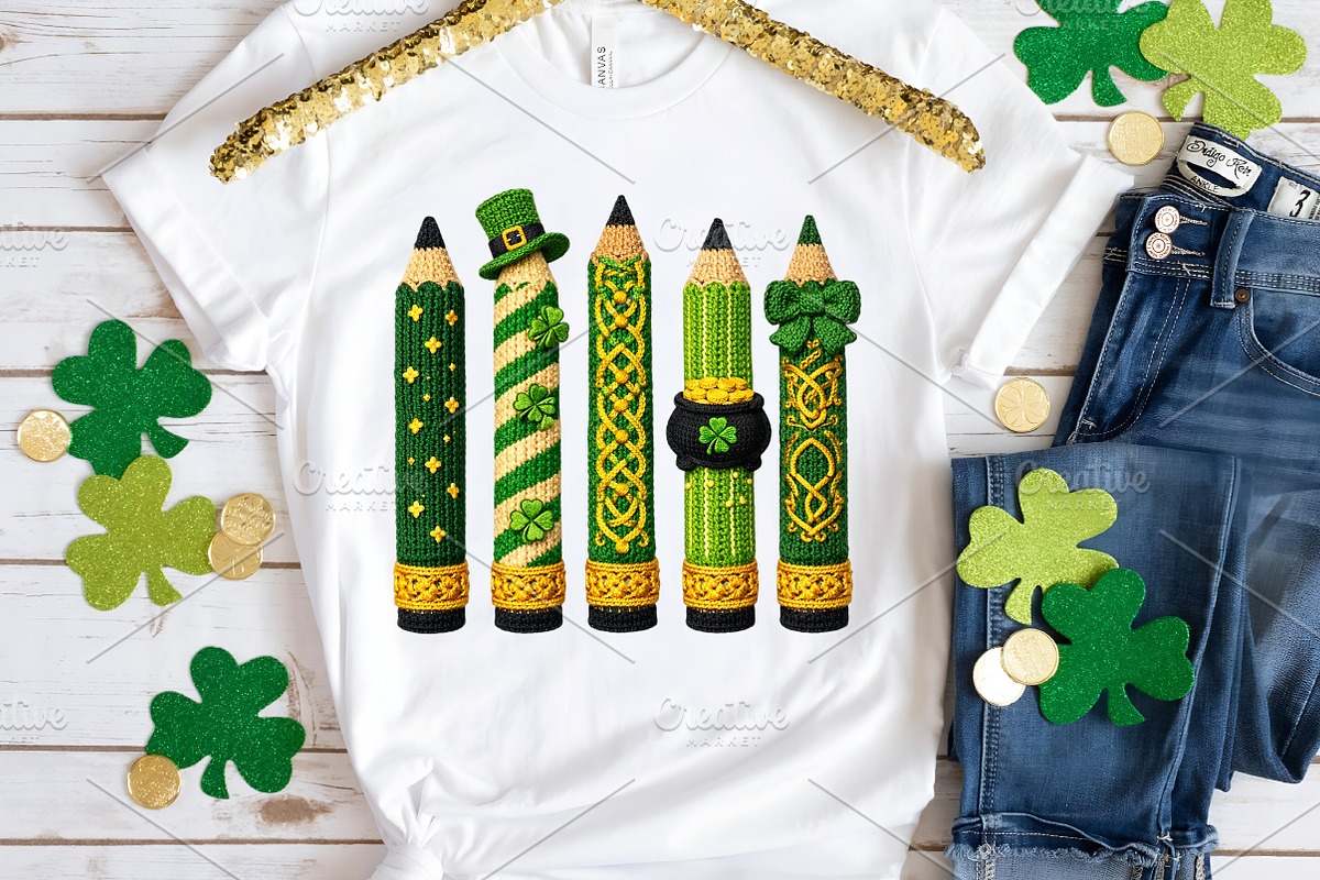 St. Patrick’s Day Crochet Pencil PNG, an Illustration by Canvas Craft (Photo 4 of 4)