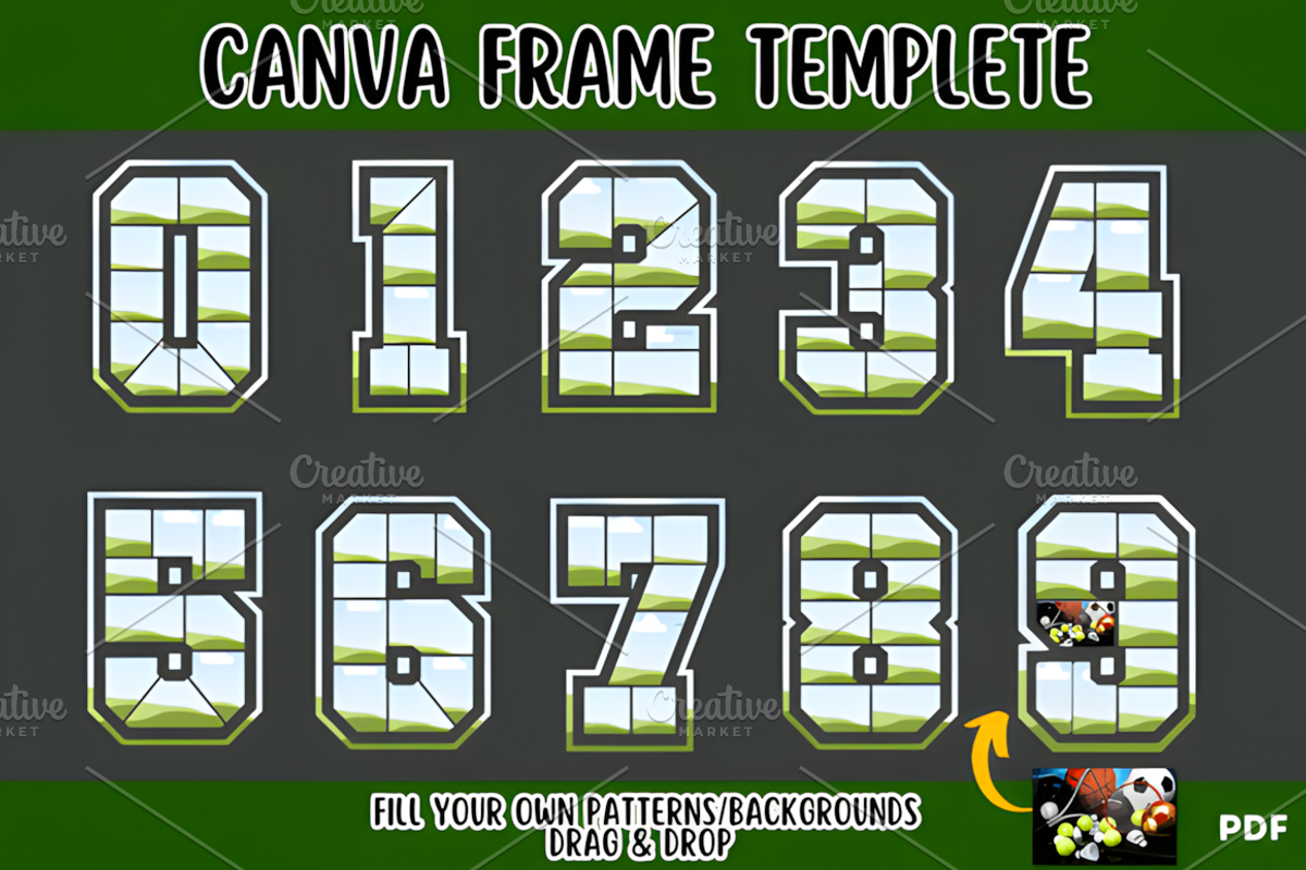 Sports Number Set Canva Frames Templ, a Design Template by Ink Gallery (Photo 1 of 3)