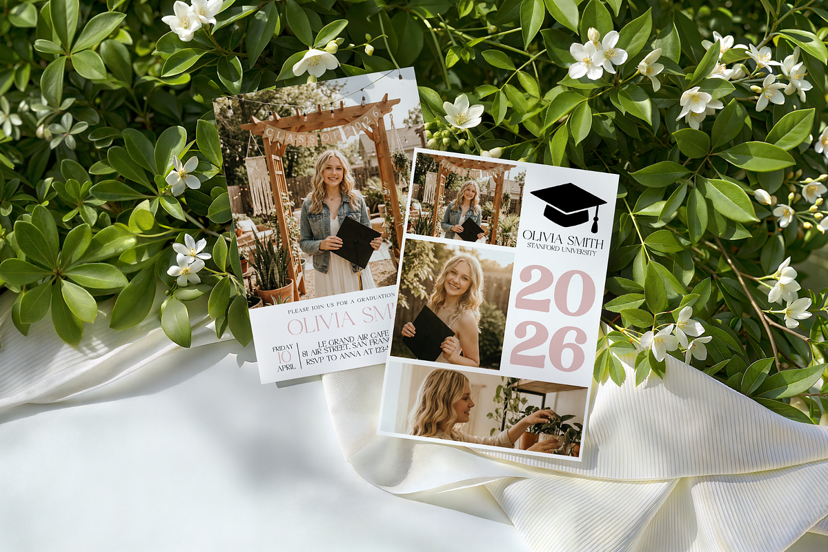 Pink Bold 2026 Grad Party Card, an Invitation Template by MockupWizard (Photo 3 of 3)